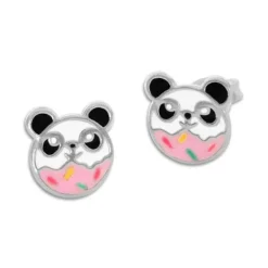 Ohrstecker|Silber Ohrstecker|Elfen Schmuck Kinder Ohrringe Streusel Panda 925 Silber