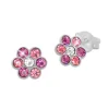 Ohrstecker|Silber Ohrstecker|Elfen Schmuck Kinder Ohrstecker Blumen mit Kristallen in pink rosa weiß 925 Silber