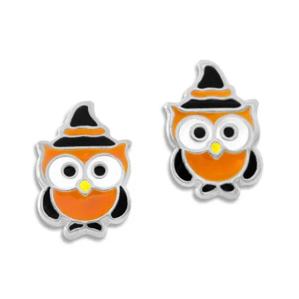 Ohrstecker|Silber Ohrstecker|Elfen Schmuck Kinder Ohrstecker Eule mit Hexenhut 925 Silber