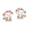Ohrstecker|Silber Ohrstecker|Elfen Schmuck Kinder Ohrstecker Äffchen mit Glitzer Schleife 925 Silber