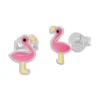 Ohrstecker|Silber Ohrstecker|Elfen Schmuck Kinder Ohrstecker Flamingo in rosa und gelb 925 Silber