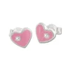 Ohrstecker|Silber Ohrstecker|Elfen Schmuck Kinder Ohrstecker Herz rosa mit Strass Stein 925 Silber