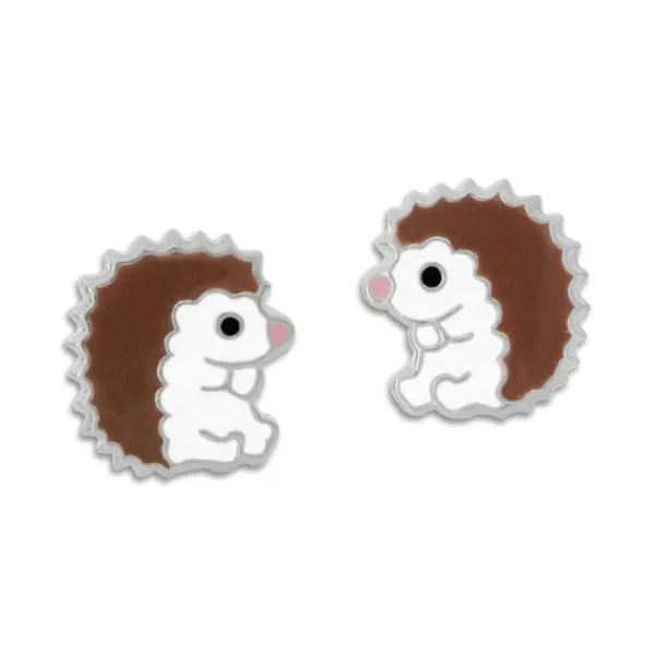 Ohrstecker|Silber Ohrstecker|Elfen Schmuck Kinder Ohrstecker Igel braun 925 Silber