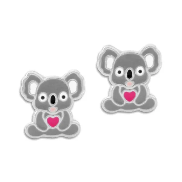 Ohrstecker|Silber Ohrstecker|Elfen Schmuck Kinder Ohrstecker Koala mit Herz 925 Silber