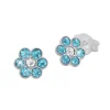 Ohrstecker|Silber Ohrstecker|Elfen Schmuck Kinder Ohrstecker Kristall Blume hellblau und weiß 925 Silber