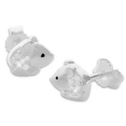 Ohrstecker|Silber Ohrstecker|Elfen Schmuck Kinder Ohrstecker Mäuschen mit Zirkonia 925 Silber