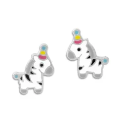 Ohrstecker|Silber Ohrstecker|Elfen Schmuck Kinder Ohrstecker Party Zebra 925 Silber
