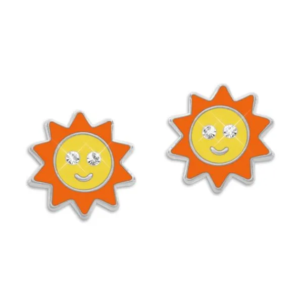 Ohrstecker|Silber Ohrstecker|Elfen Schmuck Kinder Ohrstecker Sonne mit Kristall Augen 925 Silber
