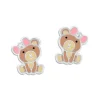 Ohrstecker|Silber Ohrstecker|Elfen Schmuck Kinder Ohrstecker Teddybär mit Schleife und Kristall 925 Silber
