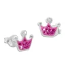 Ohrstecker|Silber Ohrstecker|Elfen Schmuck Kinderschmuck Ohrstecker pinke Kronen mit Strass 925 Silber