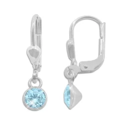 Ohrhänger|Silber Ohrhänger|Elfen Schmuck Kinder Strass Ohrringe rund aquamarin blau 925 Silber