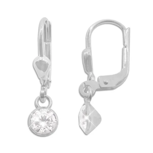 Ohrhänger|Silber Ohrhänger|Elfen Schmuck Kinder Strass Ohrringe rund weiß 925 Silber