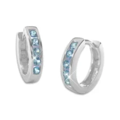 Klapp-creolen|Silber Klapp-Creolen|Elfen Schmuck Klapp-Creolen mit aquamarin blauen Steinen 14,5 mm 925 Silber