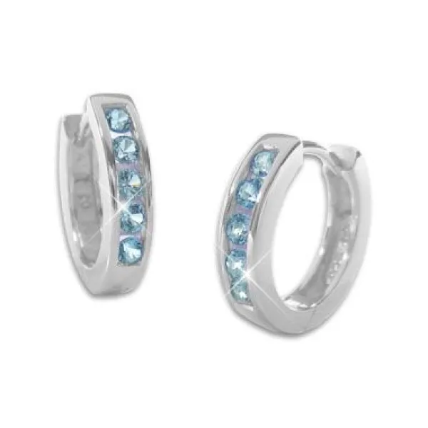 Klapp-creolen|Silber Klapp-Creolen|Elfen Schmuck Klapp-Creolen mit aquamarin blauen Steinen 14,5 mm 925 Silber