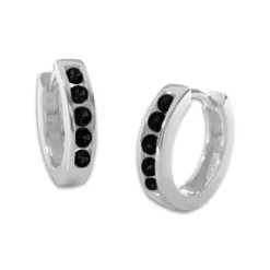 Klapp-creolen|Silber Klapp-Creolen|Elfen Schmuck Klapp-Creolen mit schwarzen Steinen 14,5 mm 925 Silber