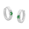 Klapp-creolen|Klapp-creolen|Elfen Schmuck Klapp-Creolen mit 1 smaragd grünen Zirkonia Stein 14 x 2,5 mm 925 Silber
