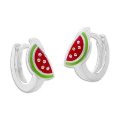 Klapp-creolen|Silber Klapp-Creolen|Elfen Schmuck Klapp-Creolen mit Wassermelonen 925 Silber