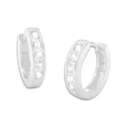 Klapp-creolen|Silber Klapp-Creolen|Elfen Schmuck Klapp-Creolen mit weißen Steinen 14,5 mm 925 Silber