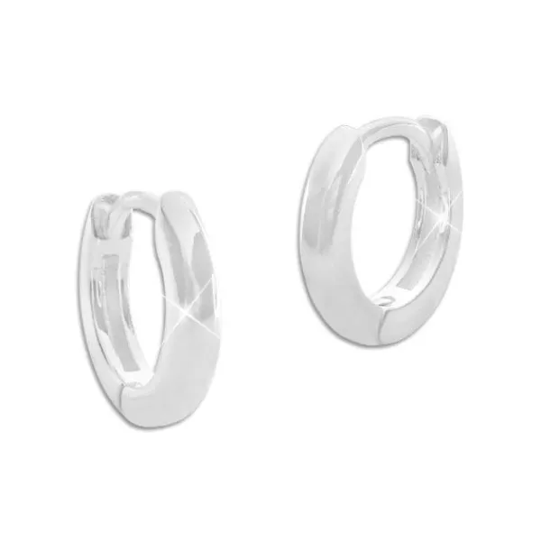 Klapp-creolen|Klapp-creolen|Elfen Schmuck Kleine Klappcreolen abgerundet glänzend 12 x 2 mm 925 Silber