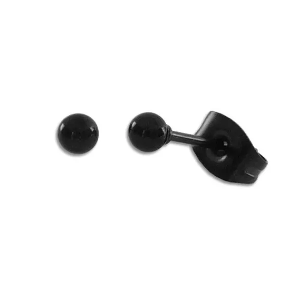 Ohrstecker|Ohrstecker|Elfen Schmuck Kleine Kugel Ohrstecker Edelstahl schwarz glänzend 3 mm