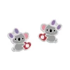 Ohrstecker|Silber Ohrstecker|Elfen Schmuck Koala Mädchen Strass Ohrstecker mit Herz 925 Silber