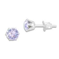 Ohrstecker|Ohrstecker|Elfen Schmuck Kristall Ohrstecker flieder lila rund 5 mm 925 Silber