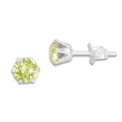 Ohrstecker|Ohrstecker|Elfen Schmuck Kristall Ohrstecker gelbgrün rund 5 mm 925 Silber