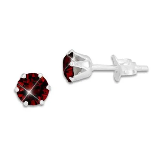 Ohrstecker|Ohrstecker|Elfen Schmuck Kristall Ohrstecker granat rot rund 5 mm 925 Silber