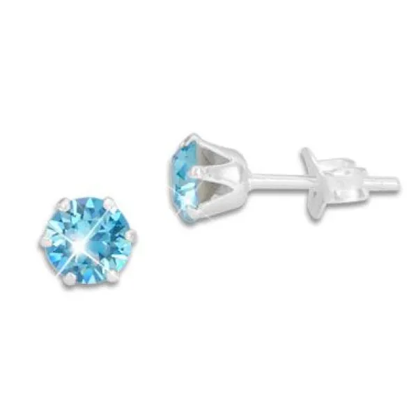 Ohrstecker|Ohrstecker|Elfen Schmuck Kristall Ohrstecker hellblau rund 5 mm 925 Silber
