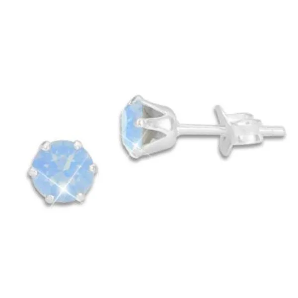 Ohrstecker|Ohrstecker|Elfen Schmuck Kristall Ohrstecker Milky hellblau rund 5 mm 925 Silber