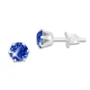 Ohrstecker|Ohrstecker|Elfen Schmuck Kristall Ohrstecker safir blau rund 5 mm 925 Silber