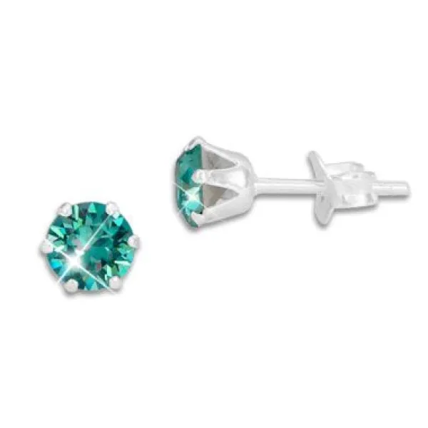 Ohrstecker|Ohrstecker|Elfen Schmuck Kristall Ohrstecker türkis rund 5 mm 925 Silber