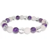 Damenarmbänder|Kugelarmbänder|Elfen Schmuck Kugelarmband Amethyst Rosenquarz Bergkristall 7-8 mm 19 cm
