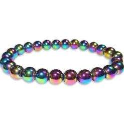 Herrenarmbänder|Damenarmbänder|Elfen Schmuck Kugelarmband Regenbogen Hämatit 8 mm 20 cm