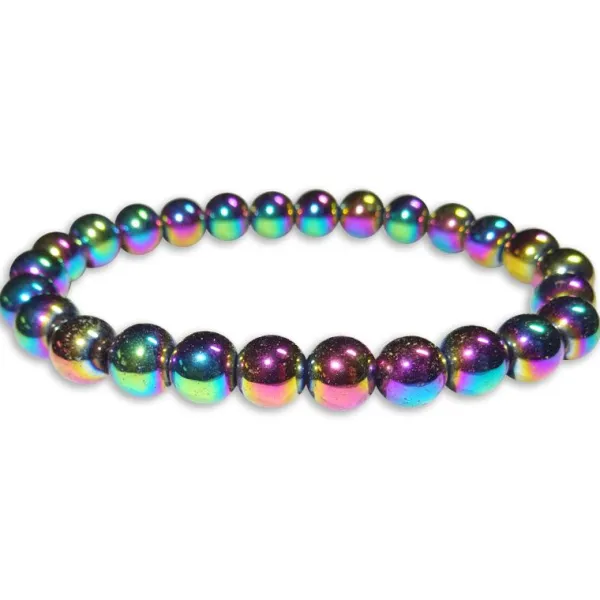 Herrenarmbänder|Damenarmbänder|Elfen Schmuck Kugelarmband Regenbogen Hämatit 8 mm 20 cm