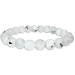 Damenarmbänder|Kugelarmbänder|Elfen Schmuck Kugelarmband Regenbogen Mondstein weiß 8 mm 19,5 cm