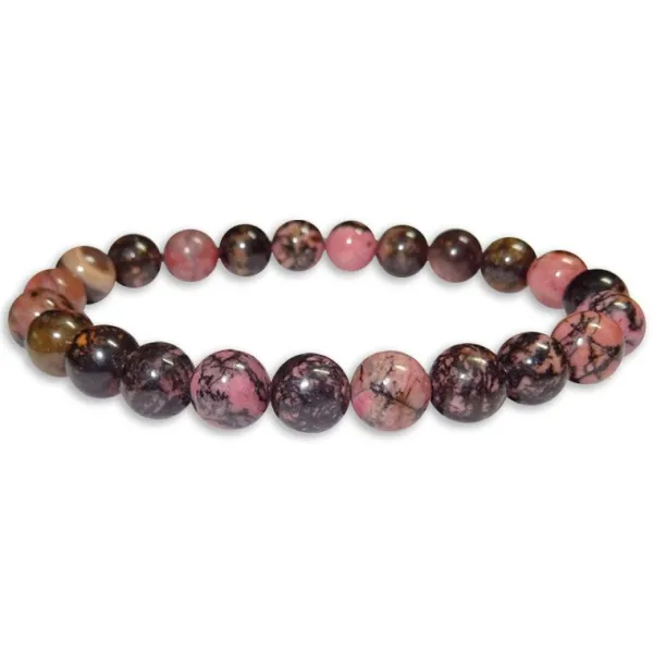 Damenarmbänder|Kugelarmbänder|Elfen Schmuck Kugelarmband Rhodonit dunkel 8 mm 19,5 cm