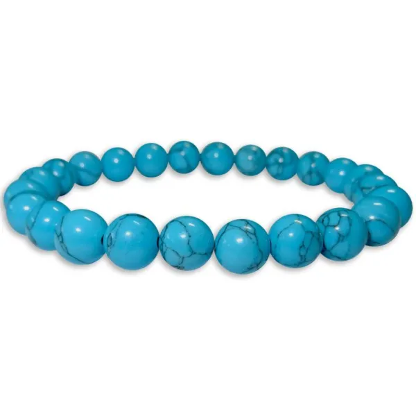 Herrenarmbänder|Damenarmbänder|Elfen Schmuck Kugelarmband Türkis 8 mm 19,5 cm