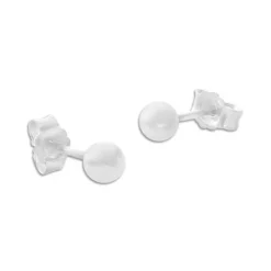 Ohrstecker|Ohrstecker|Elfen Schmuck Kugel Ohrstecker 3,8 mm mattiert 925 Silber