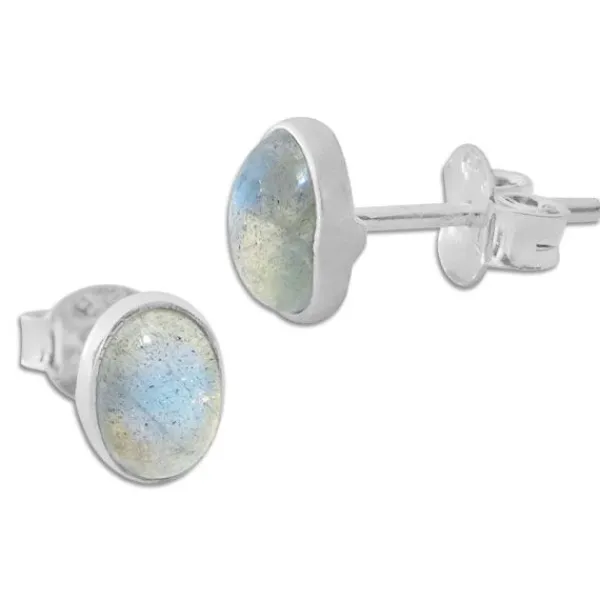 Ohrstecker|Edelstein Ohrringe|Elfen Schmuck Labradorit Ohrstecker oval 925 Silber