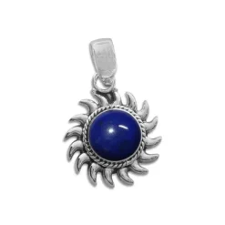 Anhänger Für Damen|Edelstein Anhänger In Silber|Elfen Schmuck Lapislazuli Anhänger Sonne 925 Silber