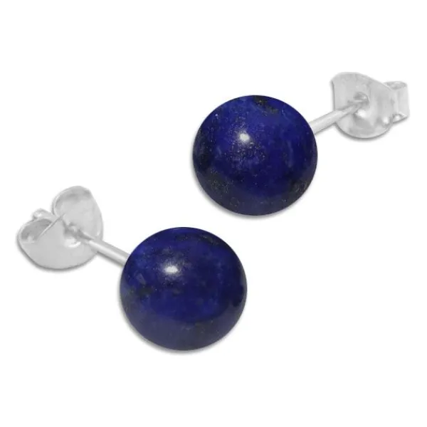 Ohrstecker|Edelstein Ohrringe|Elfen Schmuck Lapislazuli Ohrstecker 8 mm 925 Silber