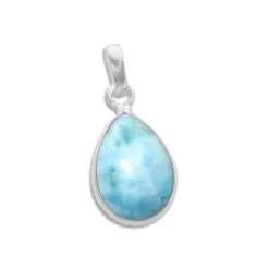 Anhänger Für Damen|Edelstein Anhänger In Silber|Elfen Schmuck Larimar Anhänger Tropfen 925 Silber