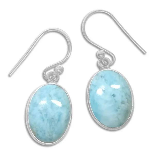 Ohrhänger|Edelstein Ohrringe|Elfen Schmuck Larimar Ohrringe oval 30 x 11 mm groß 925 Silber