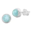 Ohrstecker|Edelstein Ohrringe|Elfen Schmuck Larimar Ohrstecker rund mit hohem Rand 7,5 mm 925 Silber