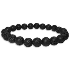 Damenarmbänder|Kugelarmbänder|Elfen Schmuck Lava Kugelarmband Lavastein 8 mm 18 cm
