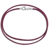Kinderketten|Elfen Schmuck Lederband bordeauxviolett 38 cm mit 925 Silber Verschluss