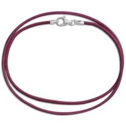Damenketten|Elfen Schmuck Lederband bordeauxviolett 45 cm mit 925 Silber Verschluss