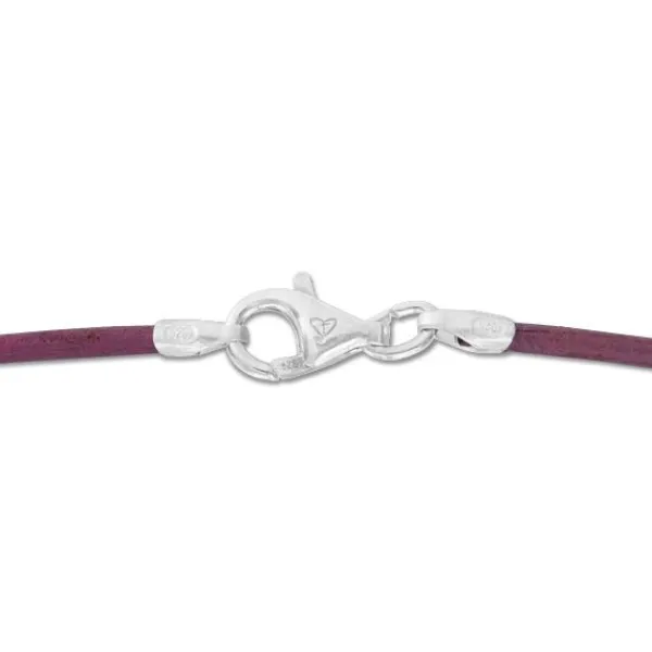 Damenketten|Elfen Schmuck Lederband bordeauxviolett 45 cm mit 925 Silber Verschluss