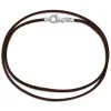 Kinderketten|Damenketten|Elfen Schmuck Lederband braun 40 cm mit 925 Silber Verschluss